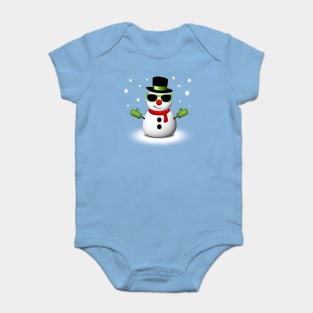 Cool Snowman with Shades and Adorable Smirk Baby Bodysuit